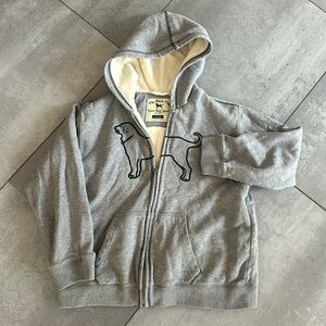 The Black Dog Sherpa lined zip kids hoodie XL Grey sweatshirt